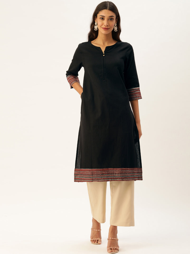Black Embroidery Kurta