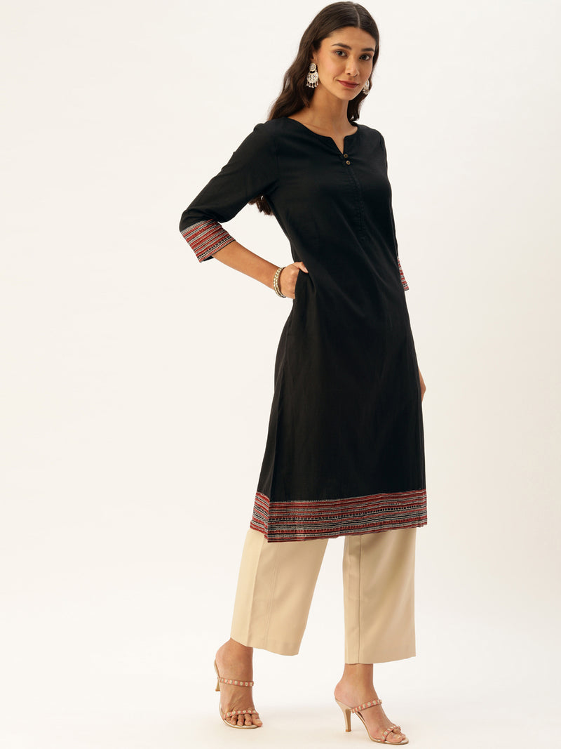 Black Embroidery Kurta