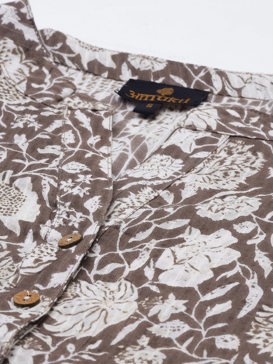 Brown & Beige Floral Printed Kurta